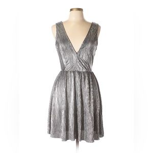 Silver V neck party dress